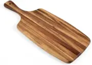 Acacia Wood Cutting Board with Handle - Wooden Charcuterie Board for Bread, Meat