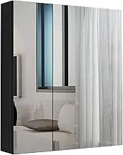 Mirror Cabinets Wall Mounted Bathroom Storage Cabinet Bathroom Space Aluminum Waterproof Bathroom Vanity Mirror with Storage Rack (Black 72x12x68cm)