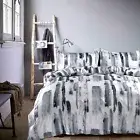 White and Gray Duvet Cover Queen Size - Abstract Printed Pattern Microfiber