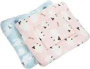 Parliky 2Pcs Small Animal Sleeping Mat Thickened Plush Washable Bed Pad for Winter Adorable Patterns for Guinea Pigs Hamsters Bunnies Cozy Insulated Kennel Blanket