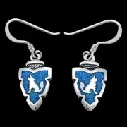 Sterling Silver and Turquoise Howling Wolf Arrowhead Dangle Earrings
