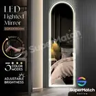 Full Length Wall Mirror w/ LED Light Aluminium Arched Frame Makeup Floor Mirror