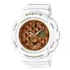 CASIO 卡西歐 BABY-G 街頭時尚風雙顯女錶 橡膠錶帶 白X金 防水100米 ( BGA-195M-7ADR )