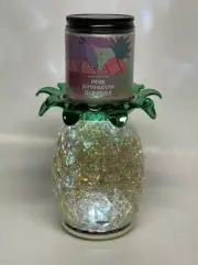 Bath & Body Works Lighted Pineapple Single Wick Candle Holder & Candle Set