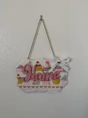 Home Sweet Home Cupcakes Sweet PinkWall sign Decor sign Handmade Decoupage