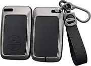 ontto 2 buttons Key Fob Cover Fit for Toyota Camry Crown Majesta Highlander Land Cruiser Prado Kluger for Subaru Forester Smart Alloy Leather Key holder Shell case keyring keychain accessories Black A