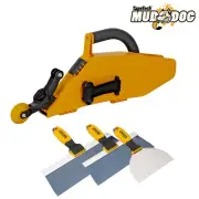 TapeTech Mud Dog Drywall Banjo Taping Tool w/Corner Wheel + 3-Pc Knife Set