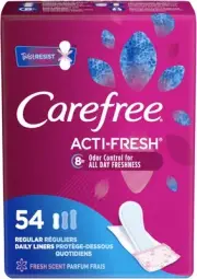 Carefree Acti-Fresh Body Shaped Regular Pantiliners, Fresh Scented, 54 Count (Pa