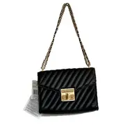 Michael Kors NWT Quilted Leather Rose Shoulder Bag Small - Black/ Gold Clasp