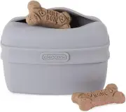 Dexas Pooch Pouch Clip-on Training Treat Container Grey Flexible Memory Silicone
