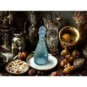 Vintage Inspired Clear Hammered Glass Decanter with Stopper Textured Design