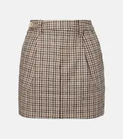 [Brunello Cucinelli] Brunello Cucinelli Checked virgin wool flannel miniskirt AU 16 brown