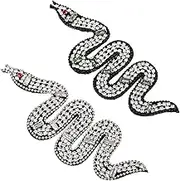 DOITOOL 2Pcs Beaded Snake Decorative Patch Handmade Crafting Applique for Clothing Accessories Bags Shoes Hats Versatile DIY Embellishment with Intricate Design Detail