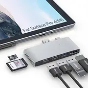 6 in 2 Docking Station for Surface Pro 6/5/4 Portable USB Hub Docking Station with 4K HDMI, USB 3.0, 2xUSB 2.0 Ports, SD/TF Card Reader, Surface Accessories Adapter for Surface Pro 6/ Pro 5/ Pro 4