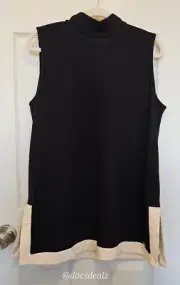 Anne Klein Sleeveless Turtle Neck Tunic-Style Blouse Black Size XL