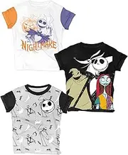 [Disney] The Nightmare Before Christmas T-Shirts (3 Pack) Jack Skellington, Zero & Oogie Boogie, Tees for Toddlers/Kids & Up