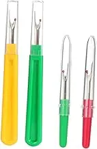 KONTONTY 4pcs Seam Ripper Plastic Handle Stitch Unpicker Tools for Easy Seam Removal for Stitches Includes Protective Ball for Safety Random Color