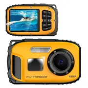 Underwater Floating Digital Camera, 48MP HD Bare Body Waterproof Camera, No Case Needed for Underwater Fun and Childhood Memories, Yellow