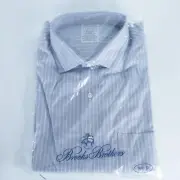 Brooks Brothers Makers Shirt 16.5/32 USA Blue Relaxed Fit Button Down Vtg NEW