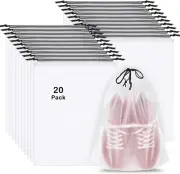 20 Pack Clear Shoe Bags for Travel Waterproof Drawstring Storage Bags