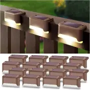 Warm White, Outdoor Solar Deck Lights 16 Pack Solar Step Lights Outdoor fence
