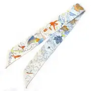 Hermes 063900S Twilly Sur Mon Nuage My Clouds Silk 100 Hg/Creme/Bleu Ciel/Or