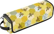[sanluoli] Hair Tool Travel Bag for Women with Removable Heat Resistant Mat Portable Travel Carrying Case Seamless Geometric Bee Happy Good Luck Trendy Gold Women Essentials Storage