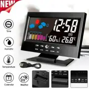 LED Digital Alarm Clock Snooze Calendar Thermometer Hygrometer Weather Display