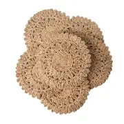 13.8" Round Husk Placemats Set of 6 | Boho Rattan Set of 6 (Dia 13.8) Corn