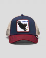 [Goorin Bros] Goorin Bros Men's The Freedom Eagle Trucker Cap in Indigo Blue One Size Indigo Blue