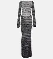 [Aya Muse] Aya Muse Sequined open-back maxi dress AU 14 black