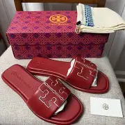 NIB Red TORY BURCH Double T Sport Slide Nappa Calf Leather Red Size 7