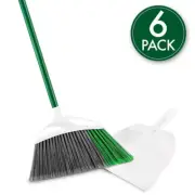 15 in Extra-Large Precision Angle Broom and Dustpan Set with Steel Handle 6-Pack
