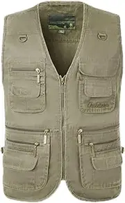 [HZQIFEI] Men's Outdoor Sports Vest Safari Vest with Many Pockets Sleeveless Leisure Vest for Hunting Fishing Camping