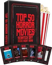 Premium Top 50 Horror Movies Scratch Off Cards - Horror Movie Gifts for Movie Night - Horror Lovers Gifts for Men & Women - Scary Movie Gifts - Scary Horror Merch - Complete The Horror Fan Challenge