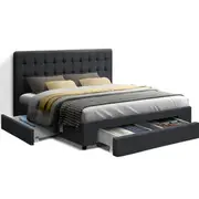 Artiss Bed Frame Queen Size with 4 Drawers Charcoa