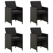 Garden Chairs with Cushions 4 pcs Poly Rattan Black vidaXL