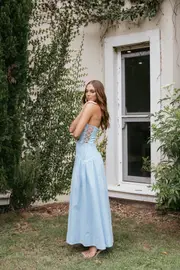 [PUP56] Maude Maxi Dress - Blue L Blue