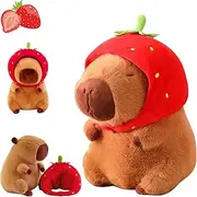 Capybara Cuddly Toy With Strawberry Headpiece - Plush Simulation Stuffed Animal for Children