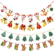 4 Pack 3m Christmas Banners Paper Hanging Flags Christmas Party Decorations