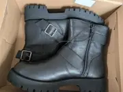 Steve Madden Ankle Boot Crusader Black Leather Women's Size 8 M