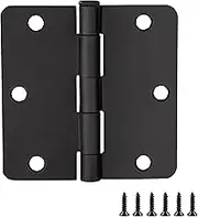 Design House 188888 1/4-inch Radius Hinges for Interior Doors, 3.5-inch x 3.5-inch, Matte Black, 3 Pack