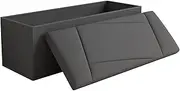 Rilelola Folding Storage Ottoman Bench, 43"D x 15"W x 15"H, Dark Gray
