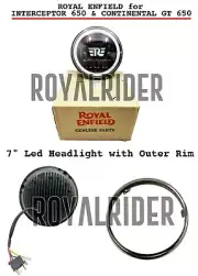 Real Enfield 7'' LED Headlight With Outer Rim For Int 650 & Continental GT