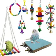 Nevenka 8Pcs Bird Swing Chewing Toy Colorful Hammock Hanging Bell for Parakeets