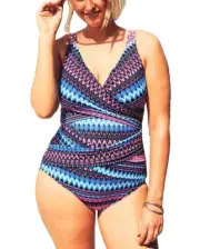TRIMSHAPER by Miraclesuit Plus Size 32W Megan Surplice Swimsuit NWT