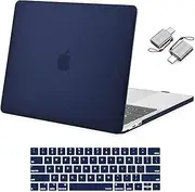 MOSISO Compatible with MacBook Pro 13 inch Case M2 2025, 2024, 2023-2016 A2338 M1 A2251 A2289 A2159 A1989 A1708 A1706, Plastic Hard Shell Case & Keyboard Cover & Type C Adapter 2 Pack, Navy Blue