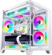 HOENGAGER Gaming PC Desktop - Intel i5-12400F 2.5GHz, RTX 3050 6GB, 16GB DDR4 3200, 1TB M.2 SSD, 650W PSU, RGB Fans, 11AC WI-FI, Liquid Cooler, Windows 11 Pro Desktop Computer, White