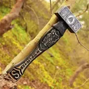Hand-Forged Carbon Steel Viking Hammer with Walnut Handle – Norse Mythology Gift