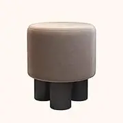 UPWONED Bedroom Makeup Stool, French Dressing Chair, Dressing Table Stool, Round Nail Art Chair, Compact Makeup Chair, Suitable for Multiple Spaces,Brown Flannel